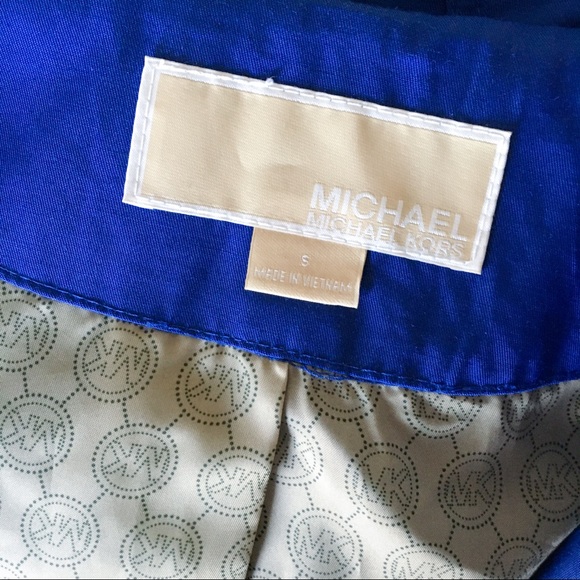Michael Kors Blue Double Breasted Trench Coat - Picture 6 of 8